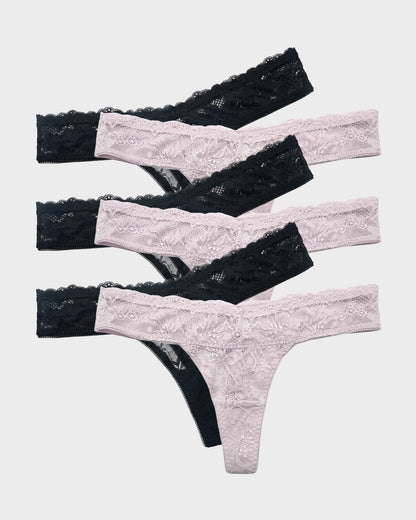 Spitzen-Tanga Floral Komfort Elegant (6er-Pack)