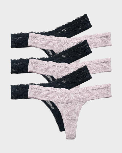 Spitzen-Tanga Floral Komfort Elegant (6er-Pack)