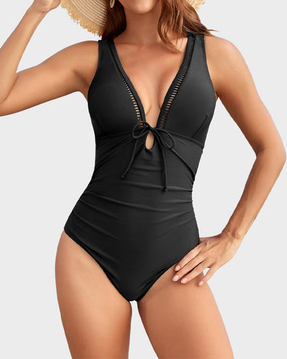 Sculpting Deep V Cut-Out One-Piece Swimsuit