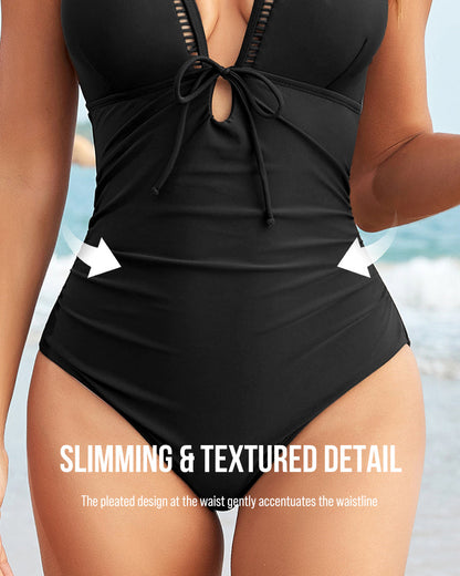 Sculpting Deep V Cut-Out One-Piece Swimsuit