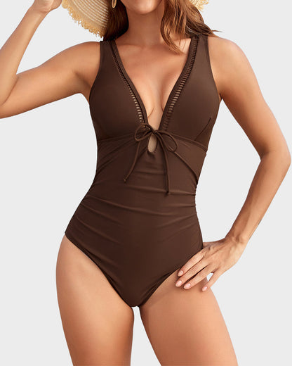 Sculpting Deep V Cut-Out One-Piece Swimsuit