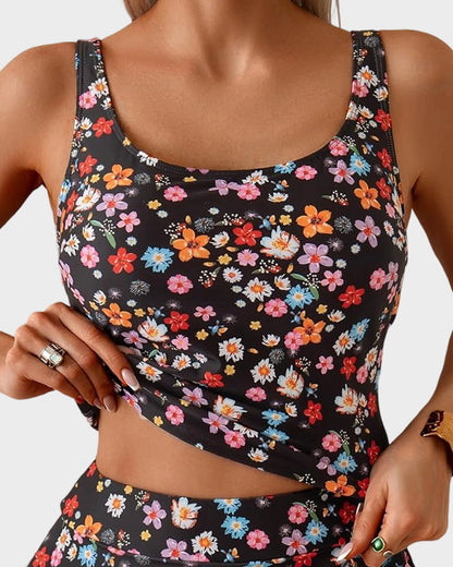 Tankini Geblümt Figurformend Hoher Bund
