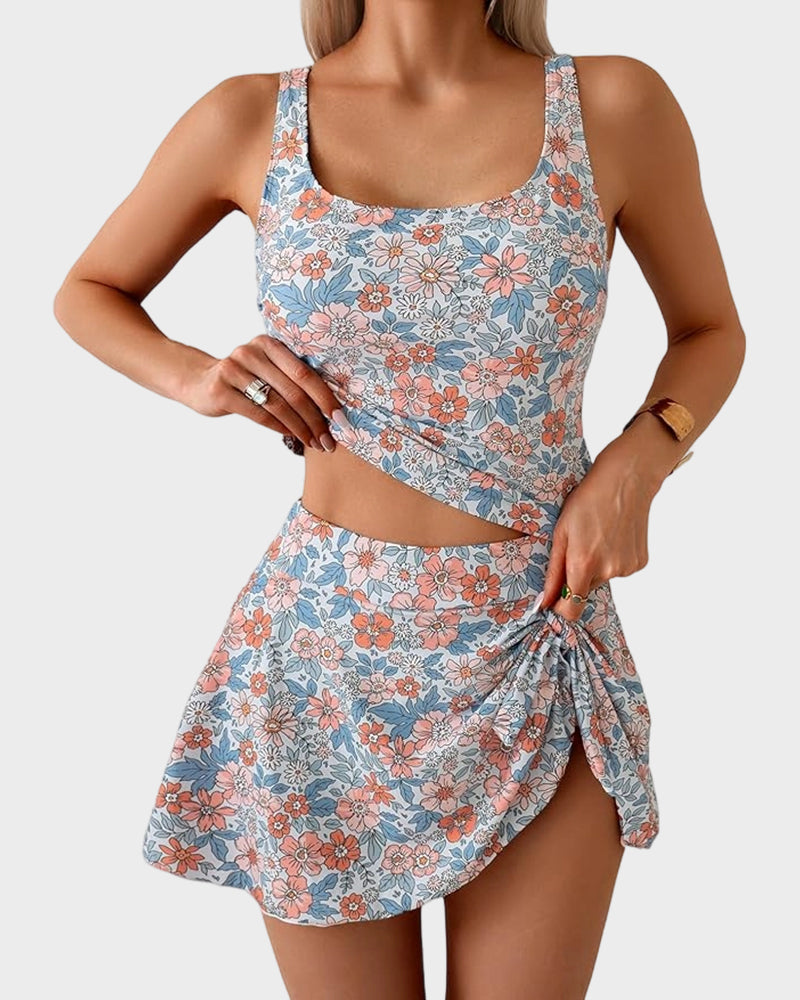 Tankini Geblümt Figurformend Hoher Bund