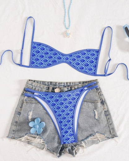 Floral Open-Back Two-Piece Bikini Set