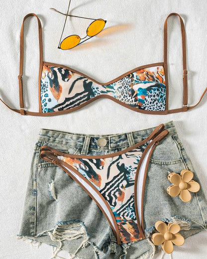 Floral Open-Back Two-Piece Bikini Set