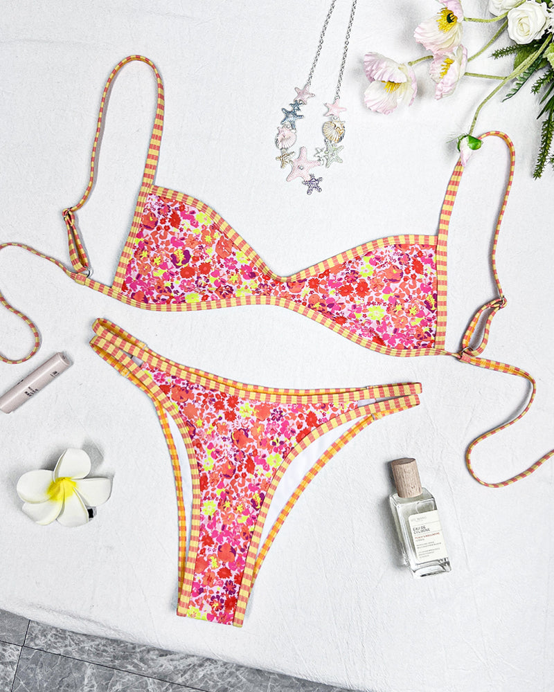 Floral Open-Back Two-Piece Bikini Set