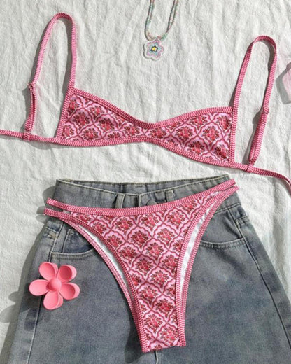 Floral Open-Back Two-Piece Bikini Set