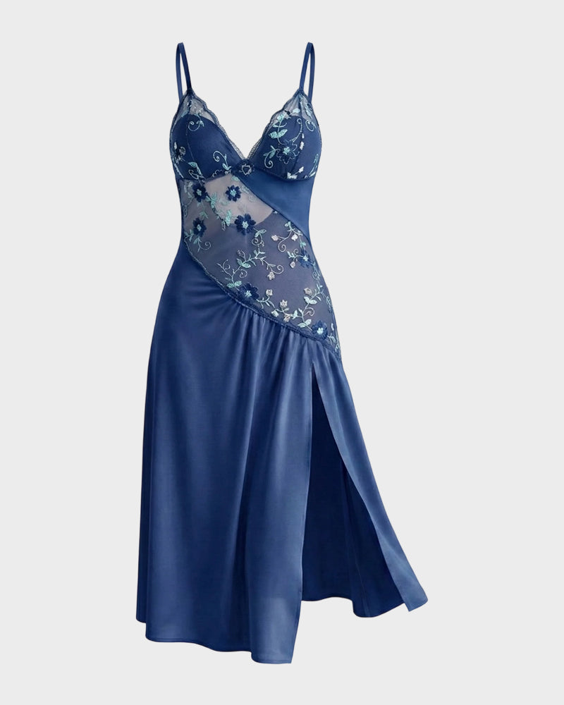 Transparenter Babydoll aus geblümtem Tüll