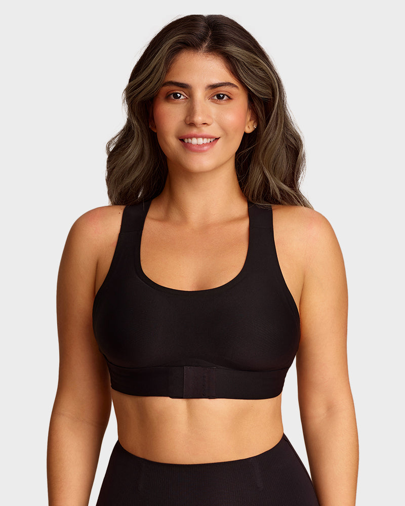 Wireless Posture Bra with Front Closure and Cross Back