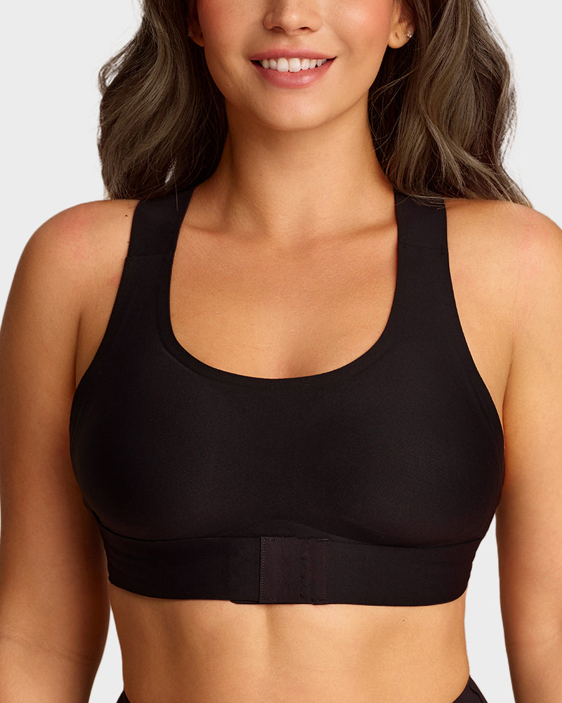 Wireless Posture Bra with Front Closure and Cross Back