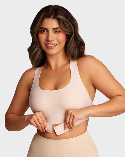 Wireless Posture Bra with Front Closure and Cross Back