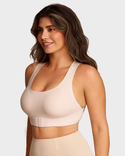 Wireless Posture Bra with Front Closure and Cross Back