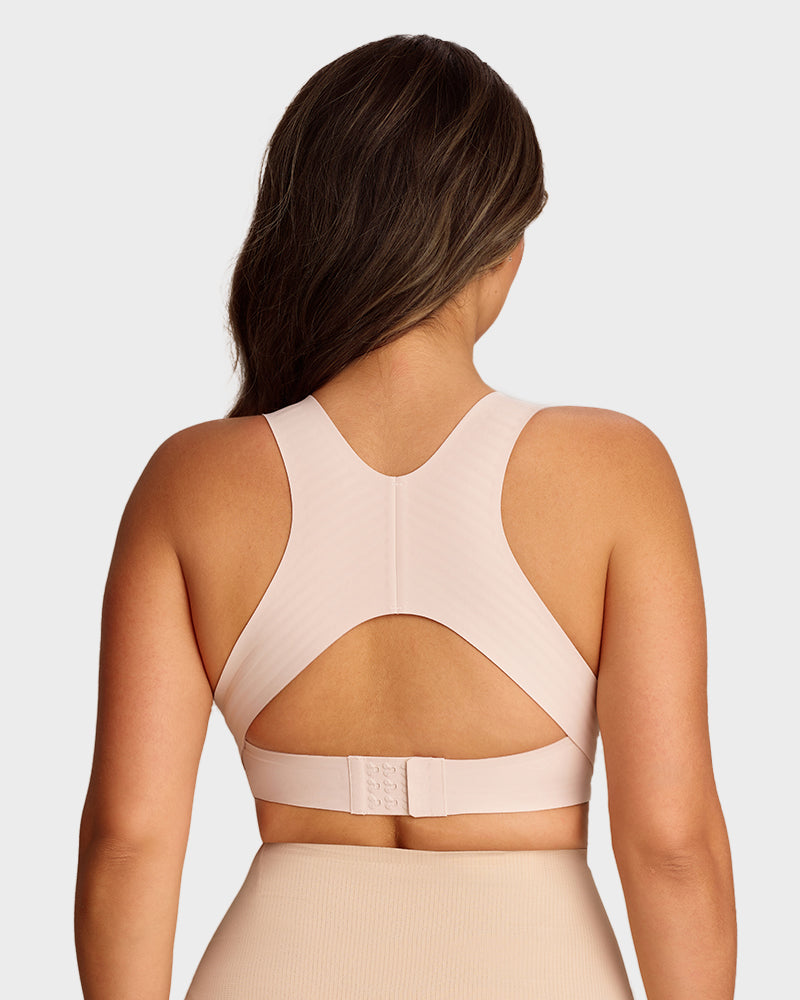 Wireless Posture Bra with Front Closure and Cross Back