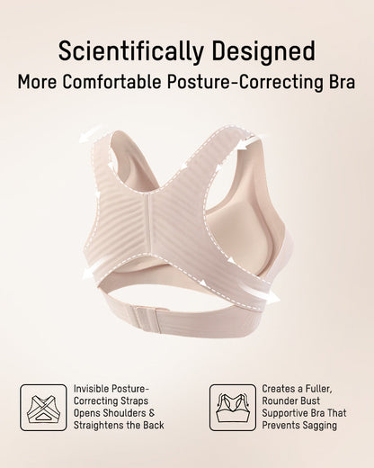 Wireless Posture Bra with Front Closure and Cross Back