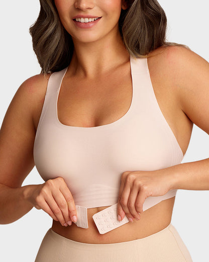 Wireless Posture Bra with Front Closure and Cross Back