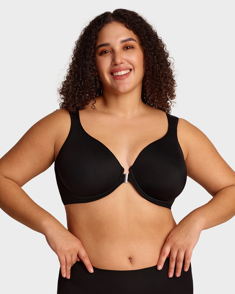 Front-Closure Underwire Plunge Bra with Back Support