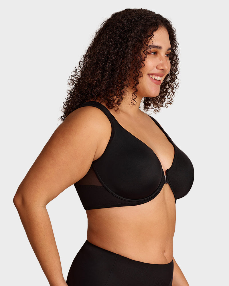 Front-Closure Underwire Plunge Bra with Back Support