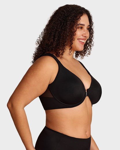 Front-Closure Underwire Plunge Bra with Back Support