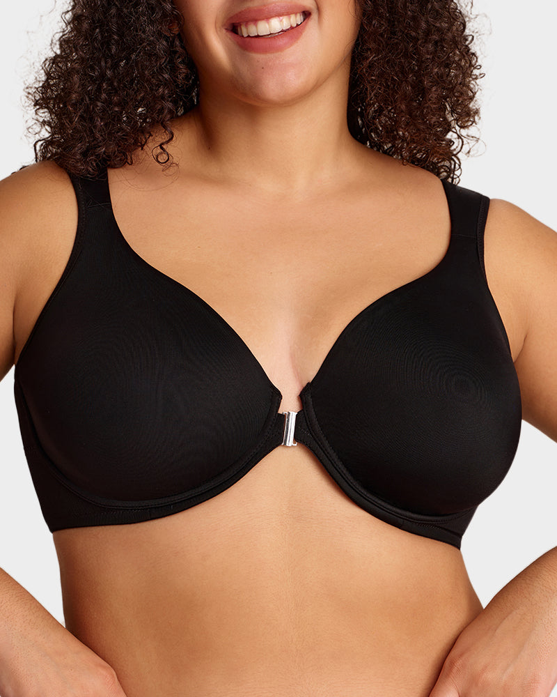Front-Closure Underwire Plunge Bra with Back Support