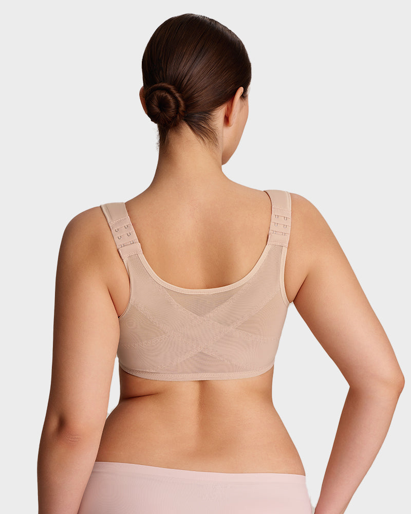 Front-Closure Underwire Plunge Bra with Back Support