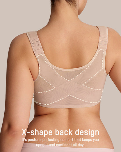 Front-Closure Underwire Plunge Bra with Back Support