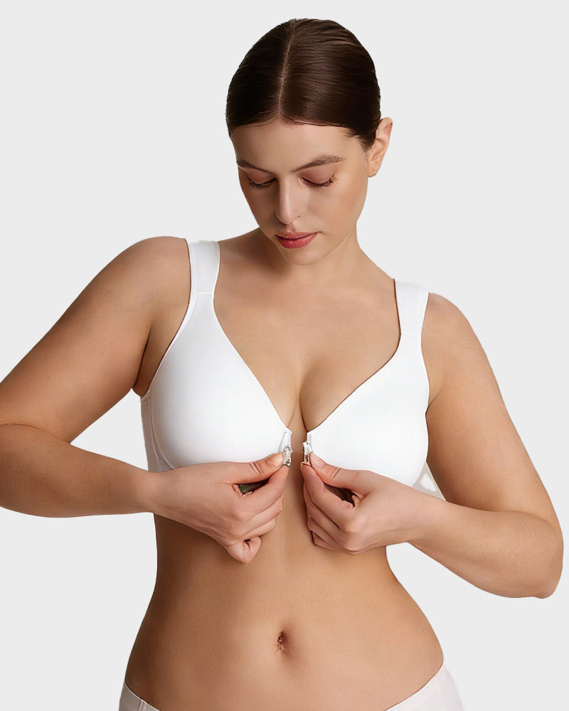 Front-Closure Underwire Plunge Bra with Back Support