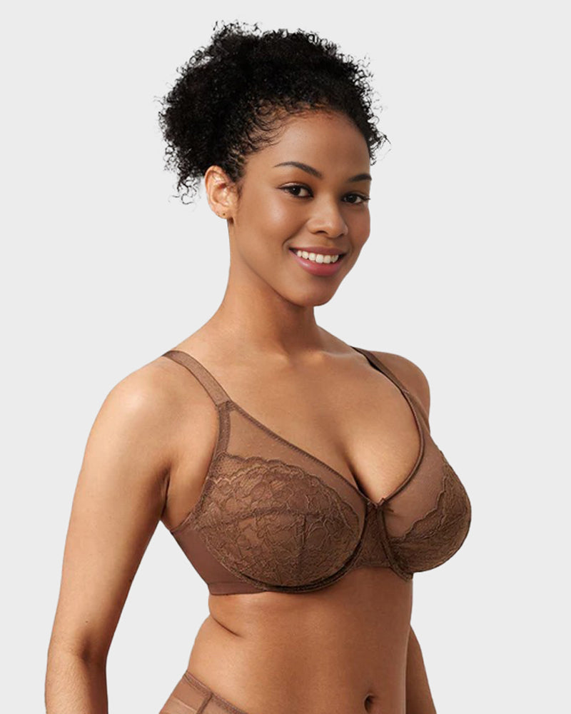 Full-Coverage Lace Minimizer Bra — Petal