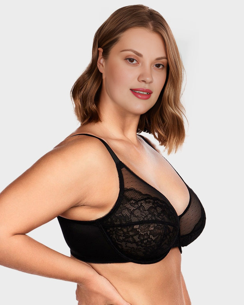 Full-Coverage Lace Minimizer Bra — Petal
