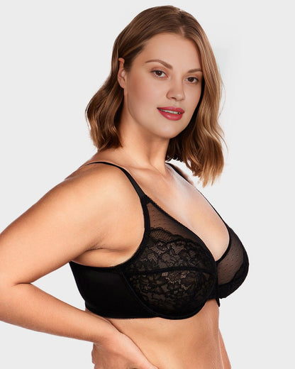 Full-Coverage Lace Minimizer Bra — Petal