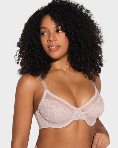 Full-Coverage Lace Minimizer Bra — Petal