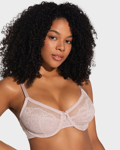 Full-Coverage Lace Minimizer Bra — Petal