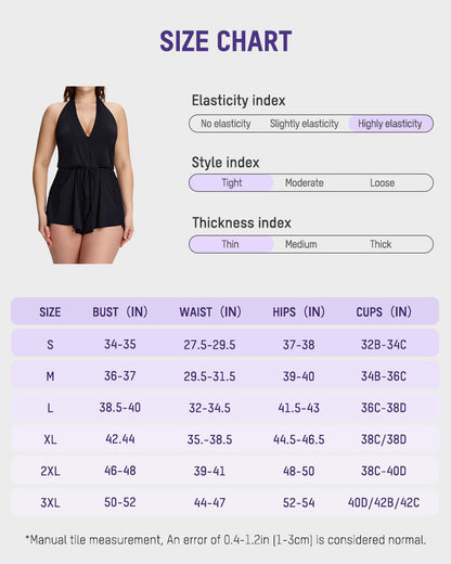 SculptSkin™ AirLift — V-Neck Halter Tummy-Control Swim Romper