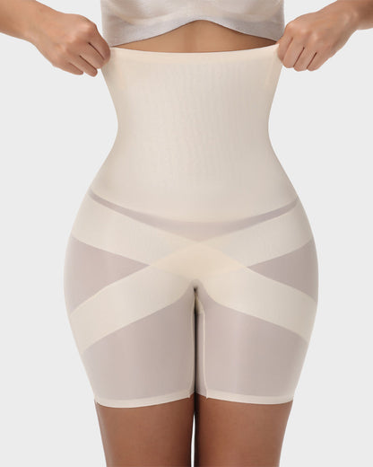 Short mit hoher Taille und gekreuzter Kompression