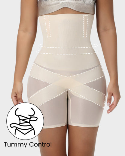 Short mit hoher Taille und gekreuzter Kompression