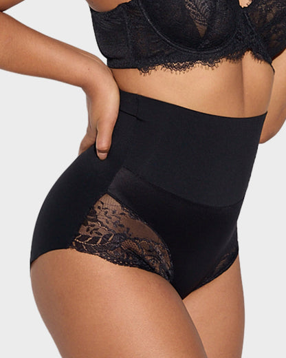 High-Waisted Seamless Lace Shaping Panty — Pack of 3