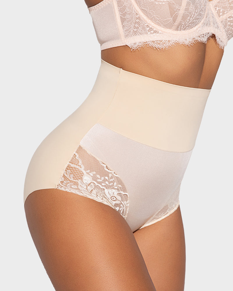 High-Waisted Seamless Lace Shaping Panty — Pack of 3