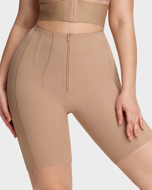 High-Waisted Zip-Up Tummy-Control Shaping Shorts