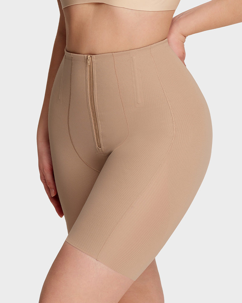 High-Waisted Zip-Up Tummy-Control Shaping Shorts