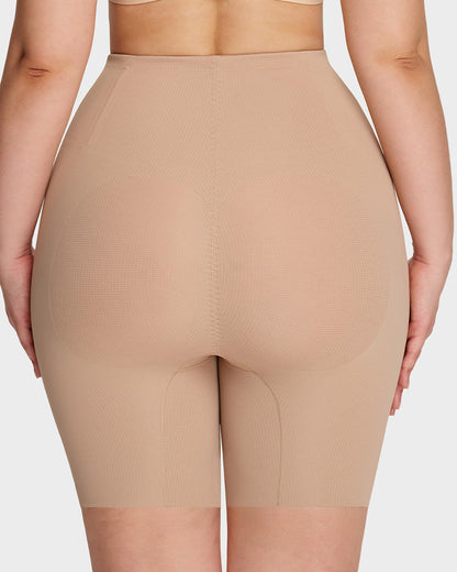 High-Waisted Zip-Up Tummy-Control Shaping Shorts