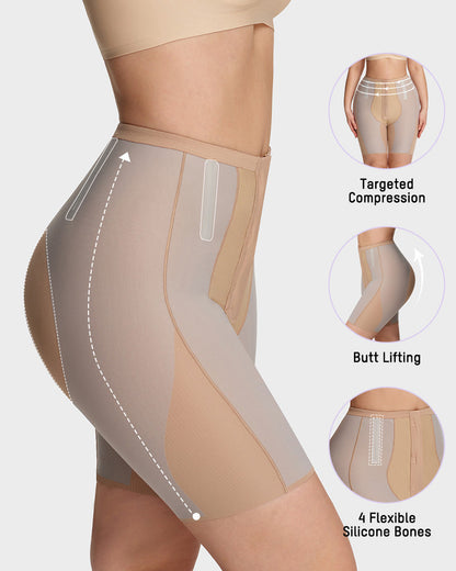 High-Waisted Zip-Up Tummy-Control Shaping Shorts