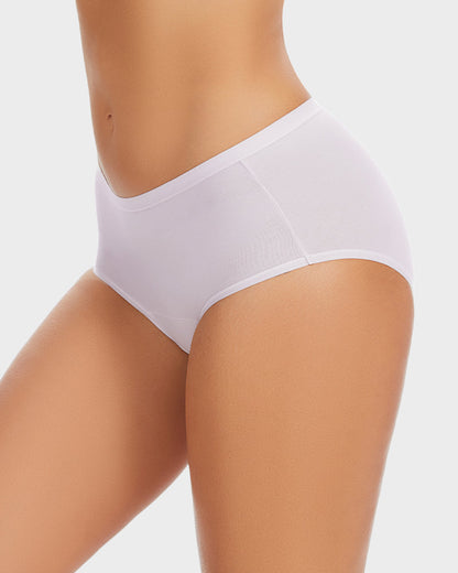 High-Waisted Cotton Panties with Extended Gusset and Antibacterial Lining — Pack of 4