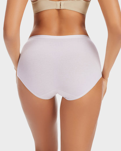 High-Waisted Cotton Panties with Extended Gusset and Antibacterial Lining — Pack of 4
