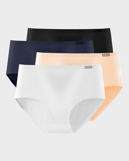 High-Waisted Seamless Cotton Lifting Briefs (4-Pack)