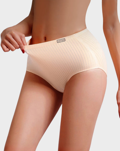 High-Waisted Seamless Cotton Lifting Briefs (4-Pack)
