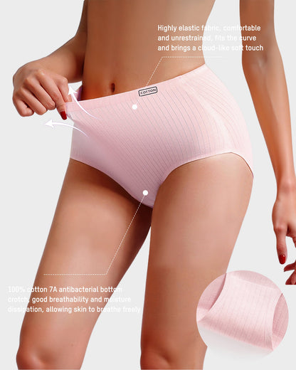 High-Waisted Seamless Cotton Lifting Briefs (4-Pack)