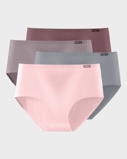 High-Waisted Seamless Cotton Lifting Briefs (4-Pack)