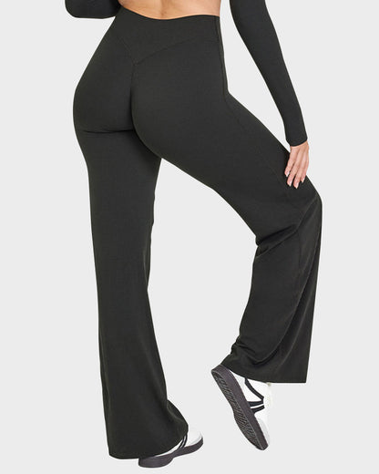 Pantalon de Yoga Taille Haute Élastique à Jambes Larges