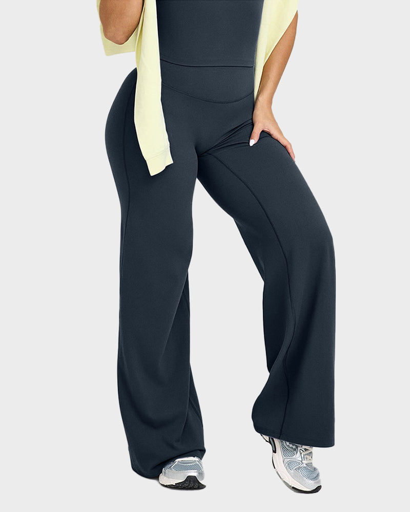 Pantalon de Yoga Taille Haute Élastique à Jambes Larges