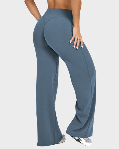 Pantalon de Yoga Taille Haute Élastique à Jambes Larges