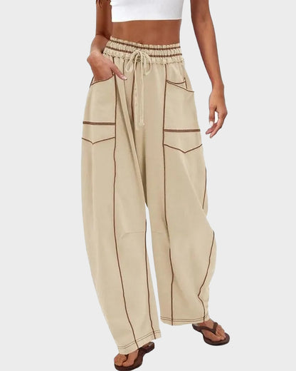 Hip-Hop-Hose im Patchwork-Stil mit weitem Bein und Taschen